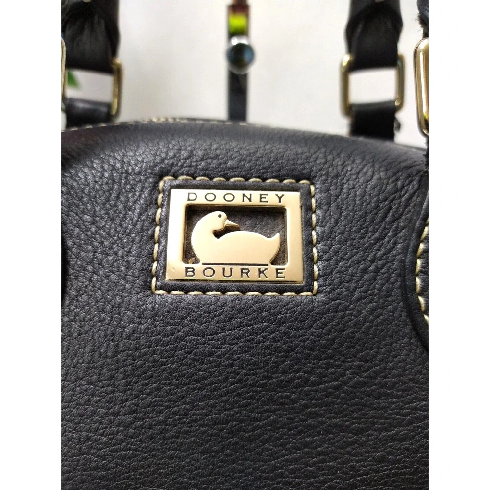 Dooney & Bourke Black Pebbled Leather Double Handles Zipper Satchel Bag